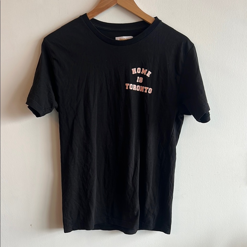Black Short Sleeve Crew Neck Tee with Subtle Chest Design